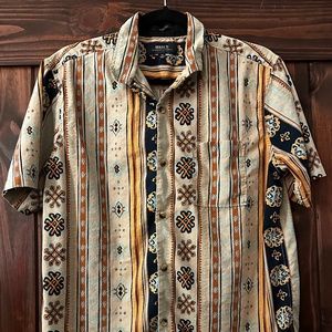 Roark Revival Mens Bazaar Button Down Short-Sleeve Shirt Stone w/ Pocket